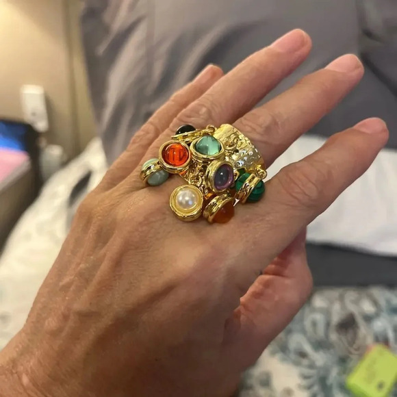 Firona Natural Stones Multicolor Fringe Ring - Picture 9 of 17